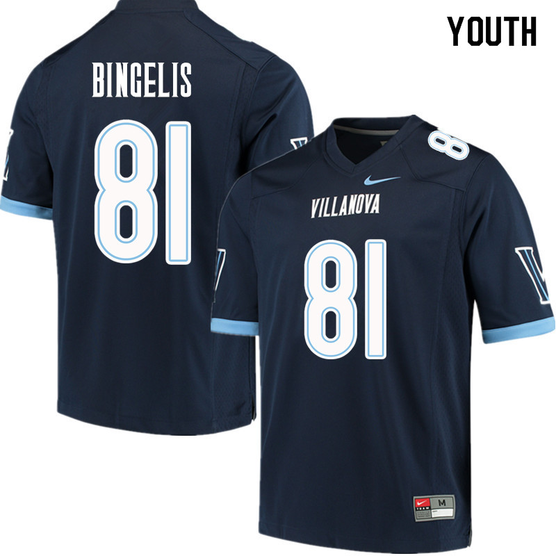 Youth #81 Simon Bingelis Villanova Wildcats College Football Jerseys Sale-Navy - Click Image to Close
